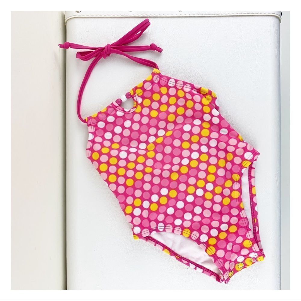 Baby Girl One-Piece Pink Spotted Bathing Suit‎